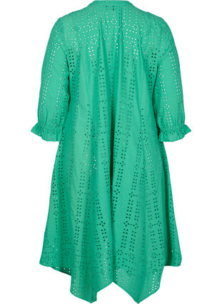 Cotton dress with broderie anglaise, Holly Green, Packshot image number 1