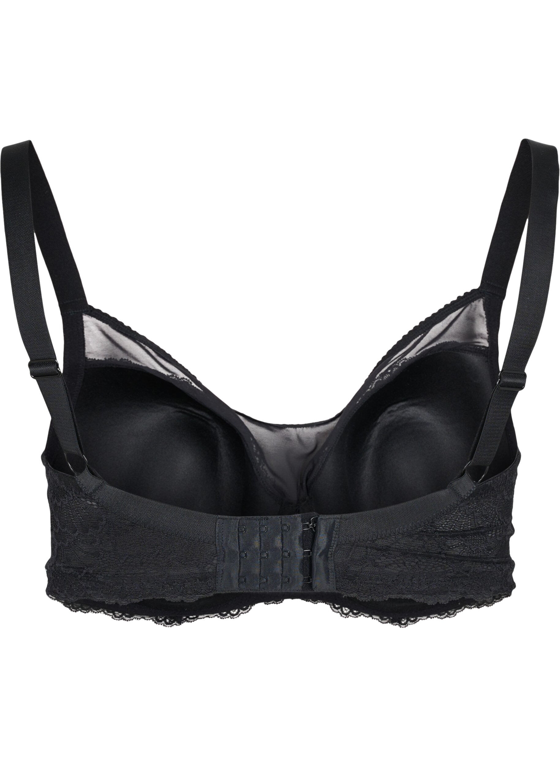 Zizzifashion Lace cup bra with mesh, Black, Packshot image number 1