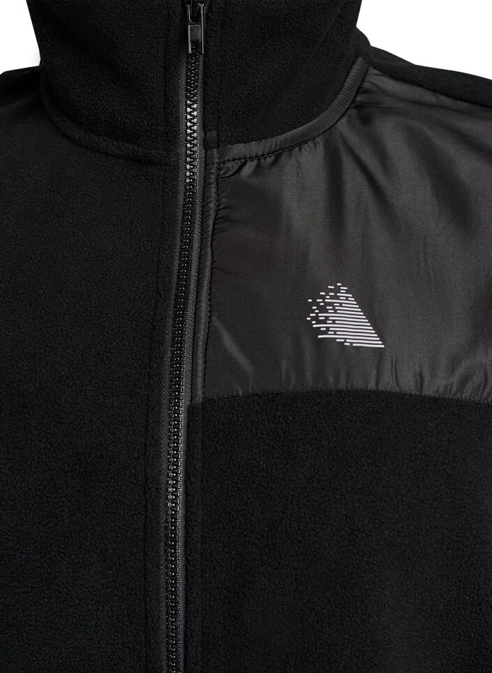 Fleece vest with high collar and drawstring bottom, Black, Packshot image number 2