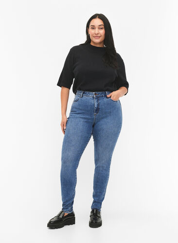 Amy jeans with a high waist and super slim fit, Blue denim, Model image number 0