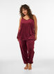 Velour top with lace trim, Red, Model image number 1