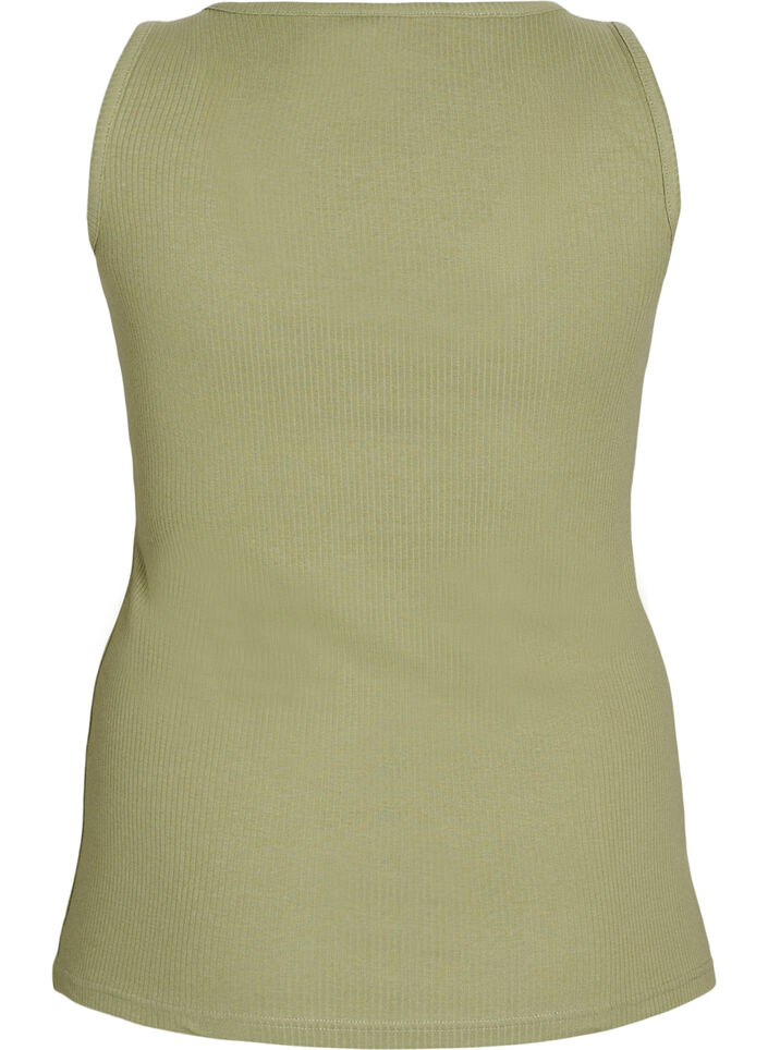 Slim-fit tank top with rhinestones, Green, Packshot image number 1