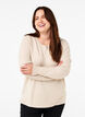 Knitted blouse with a round neck, Beige, Model image number 0
