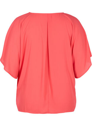 V-neck blouse with batwing sleeves, Hibiscus, Packshot image number 1