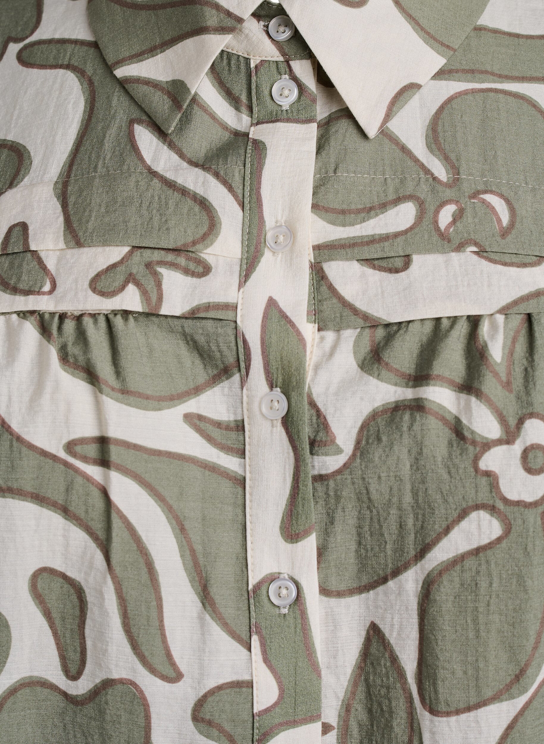 Zizzifashion Printed shirt blouse with ruffle details, Green, Packshot image number 2