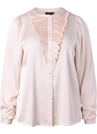 Satin shirt blouse with ruffle details