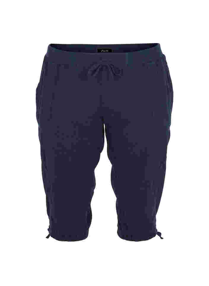 Loose cropped trousers in cotton, Night Sky, Packshot image number 0