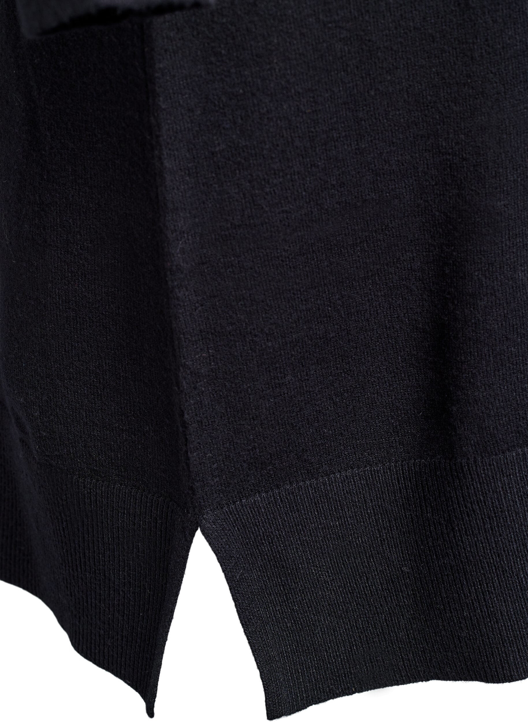 ZizzifashionShort knitted dress with raglan sleeves and a centre seam, Black, Packshot image number 3