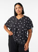 Viscose blouse with ruched sleeves, Black, Model image number 0