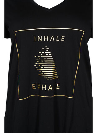 Cotton training t-shirt with a print, Black w. inhale logo, Packshot image number 2