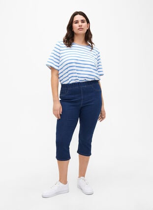 Striped T-shirt in organic cotton, Marina Stripe, Model image number 2