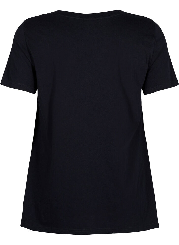 Cotton t-shirt with short sleeves, Black W. Sun, Packshot image number 1