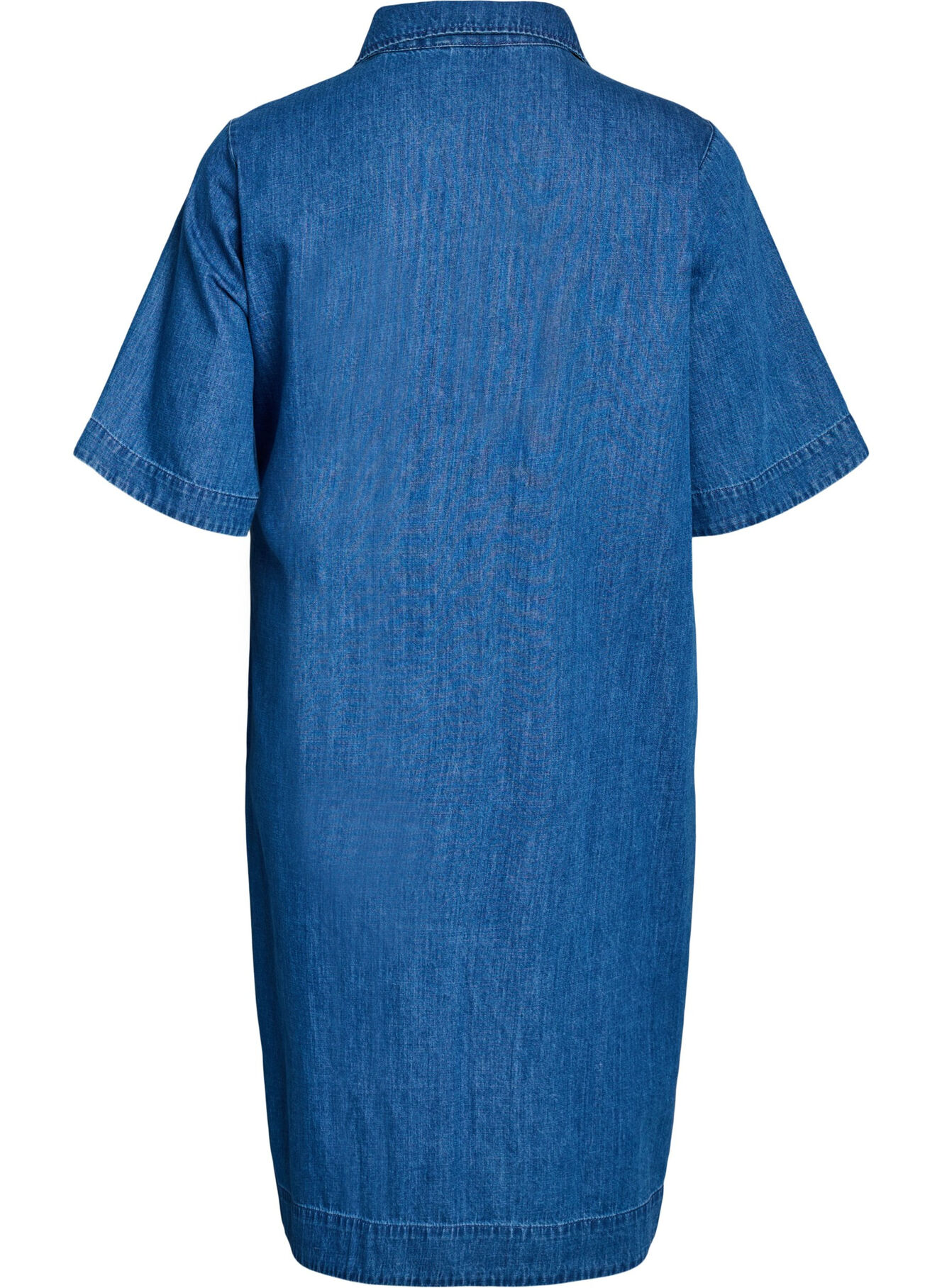 Denim dress with buttons and tie detail - Blue - Sz. L - Zizzifashion Denim dress with buttons and tie detail - Blue - Sz. L - Zizzifashion