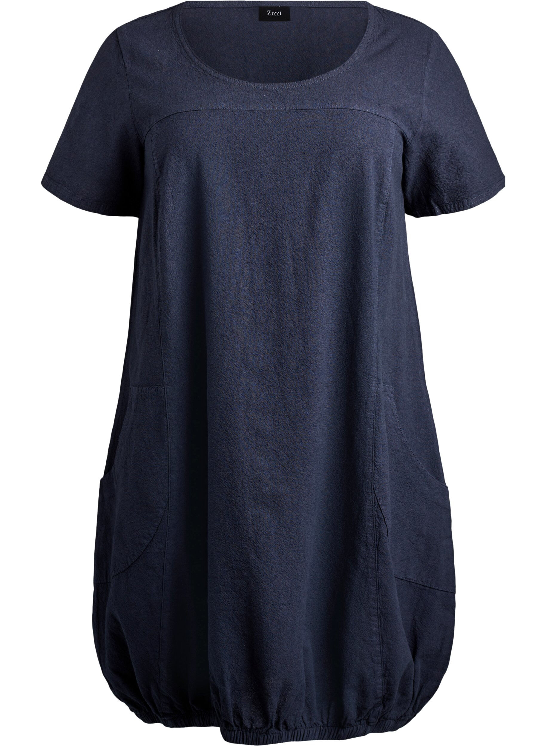 ZizzifashionShort-sleeved cotton dress, Blue, Packshot image number 0