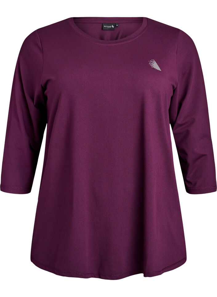Workout top with 3/4 sleeves, Purple, Packshot image number 0