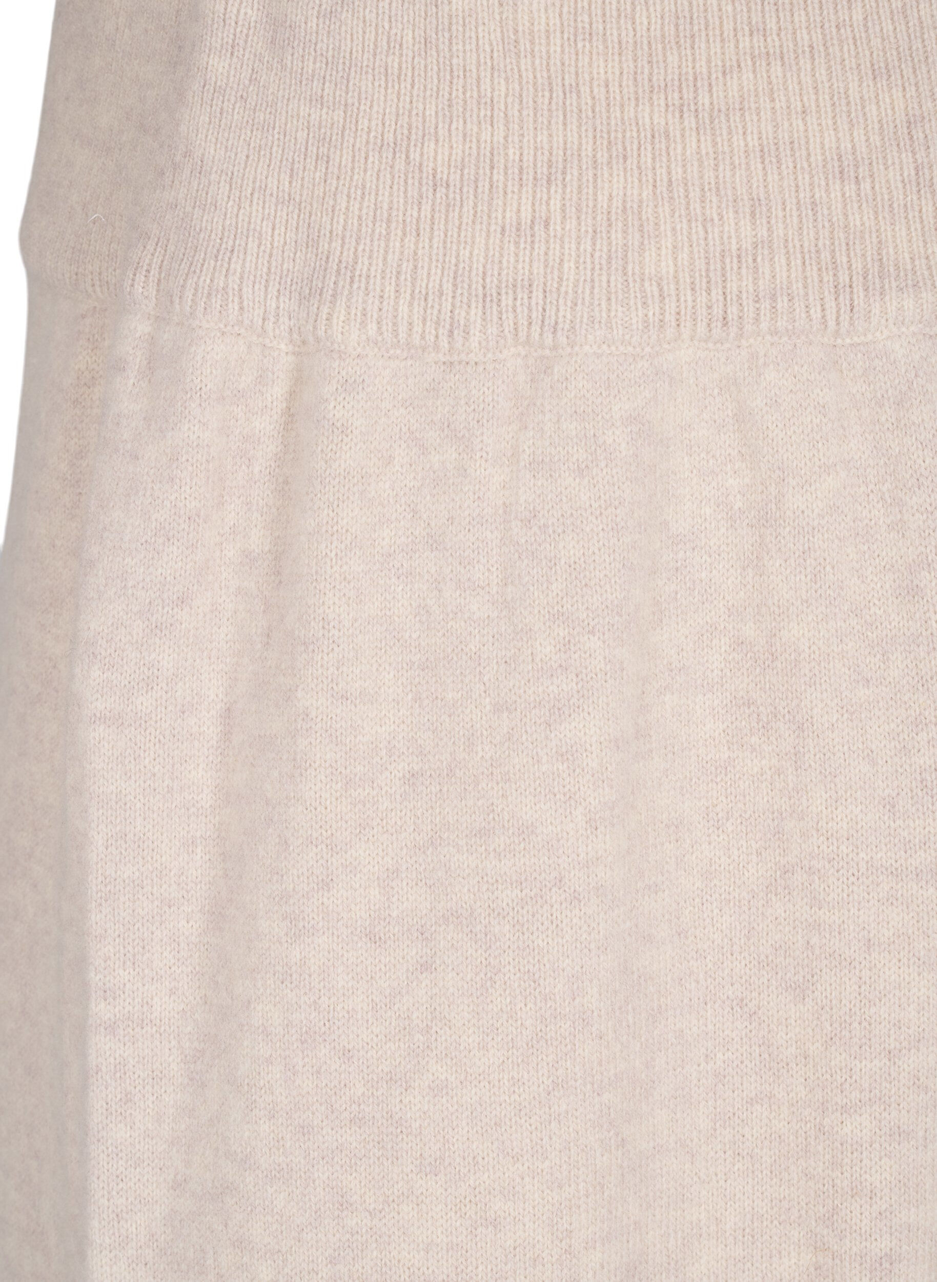 Zizzifashion Knitted trousers in merino wool with high waist, Pumice Stone Mel., Packshot image number 2
