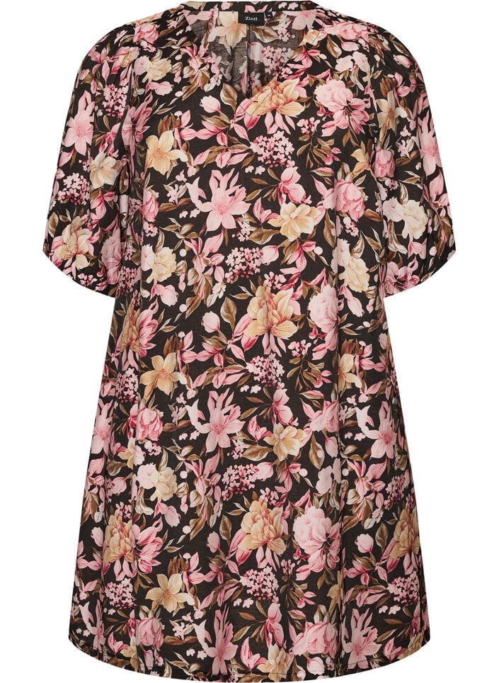 Short A-line dress with V-neck, Rose, Packshot image number 0