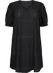 Short dress with v-neck and hole pattern, Black, Packshot image number 0