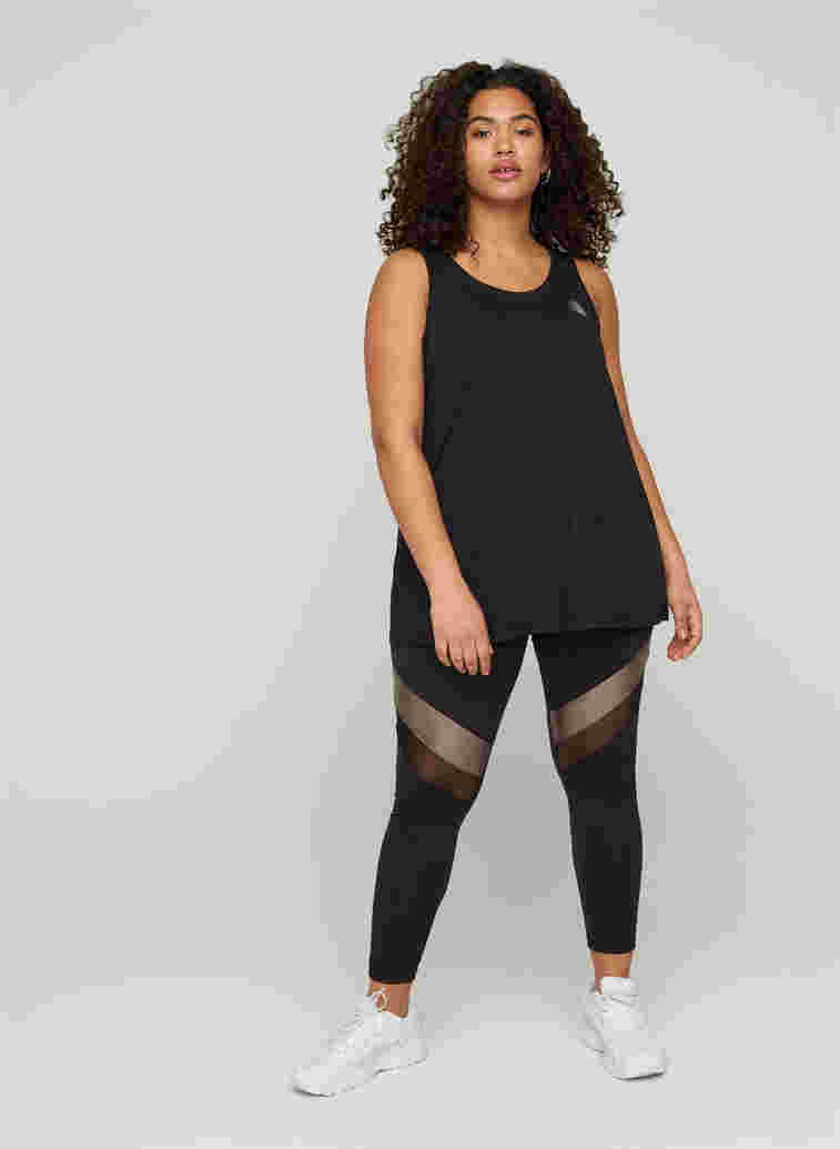 Plain-coloured sports top with round neck, Black, Model image number 2