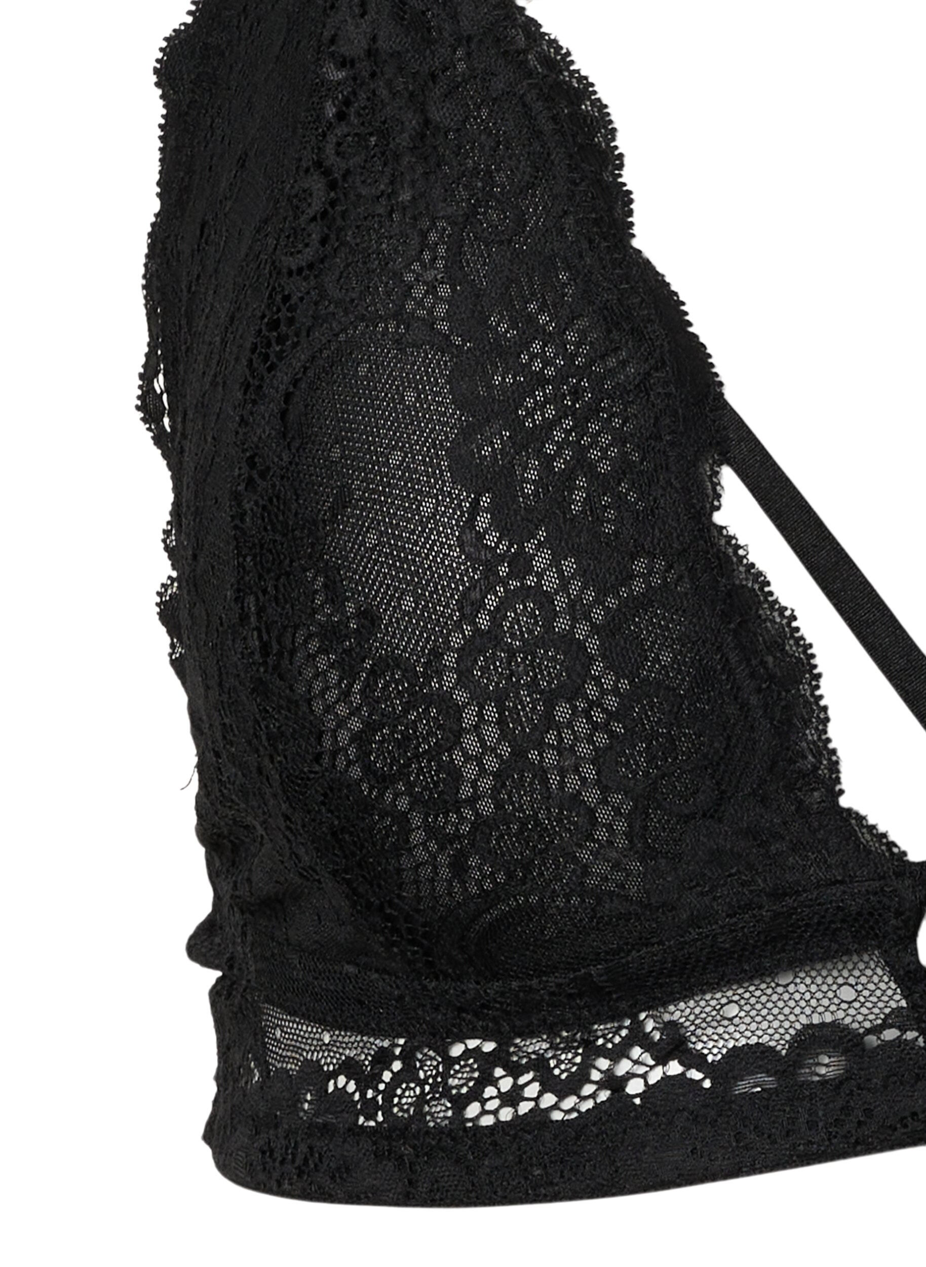 Zizzifashion Lace bra with thong, Black, Packshot image number 2