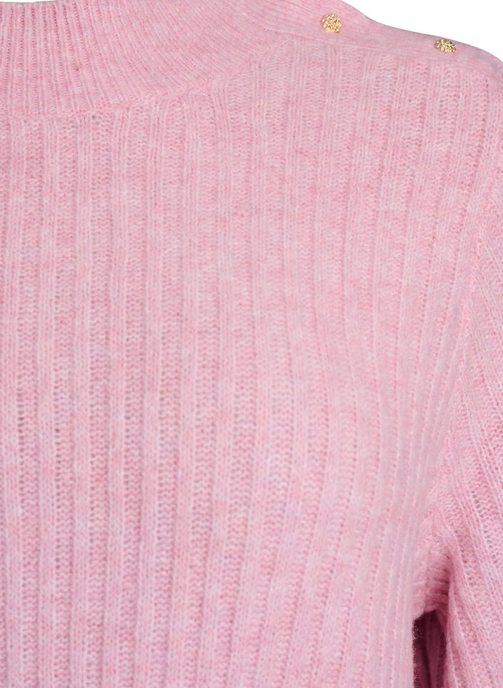 Ribbed jumper with puff sleeves and buttons, Red, Packshot image number 2