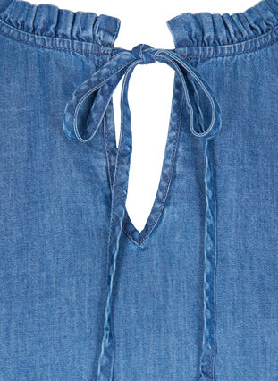 Cotton denim dress with tie-string, Blue denim, Packshot image number 2