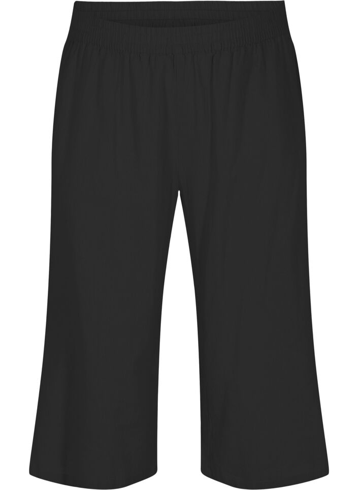 7/8 trousers in a cotton blend with linen, Black, Packshot image number 0