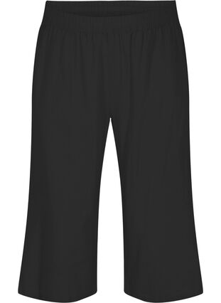 7/8 cotton blend pants with linen, Black, Packshot image number 0