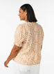 Floral viscose blouse with short sleeves and a ruffle collar, Yellow, Model image number 2