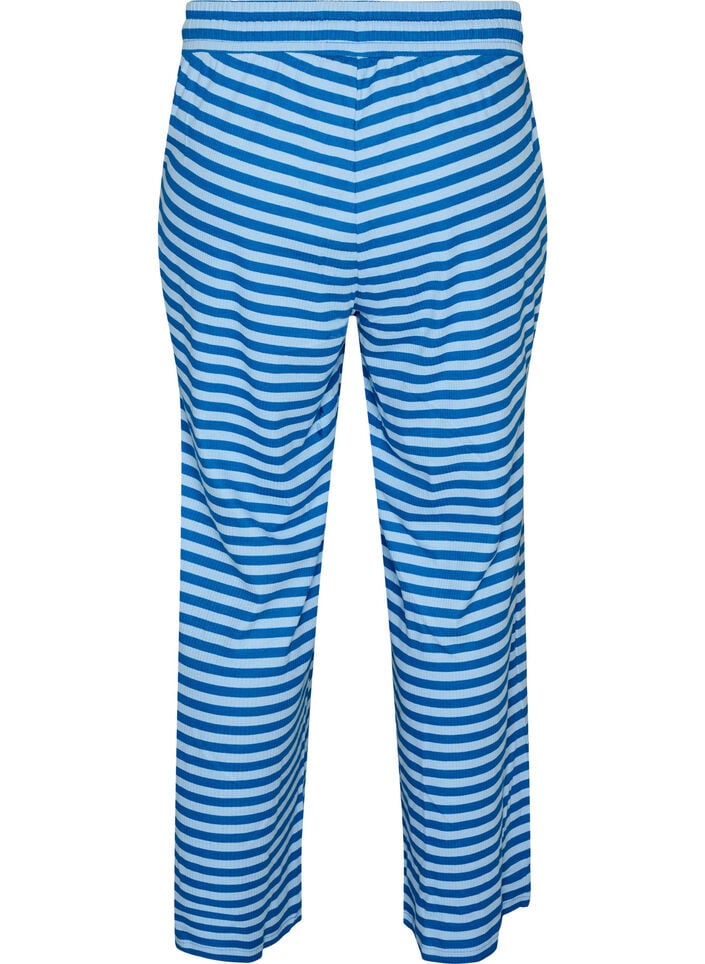 Striped pyjama bottoms with a high waist and wide legs, Light Blue, Packshot image number 1