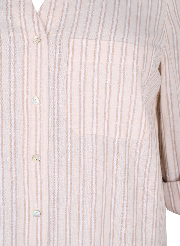Shirt blouse with button closure in cotton-linen blend, Sandshell White, Packshot image number 2