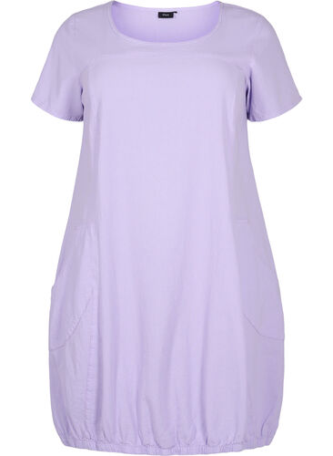 Short-sleeved cotton dress, Lavender, Packshot image number 0