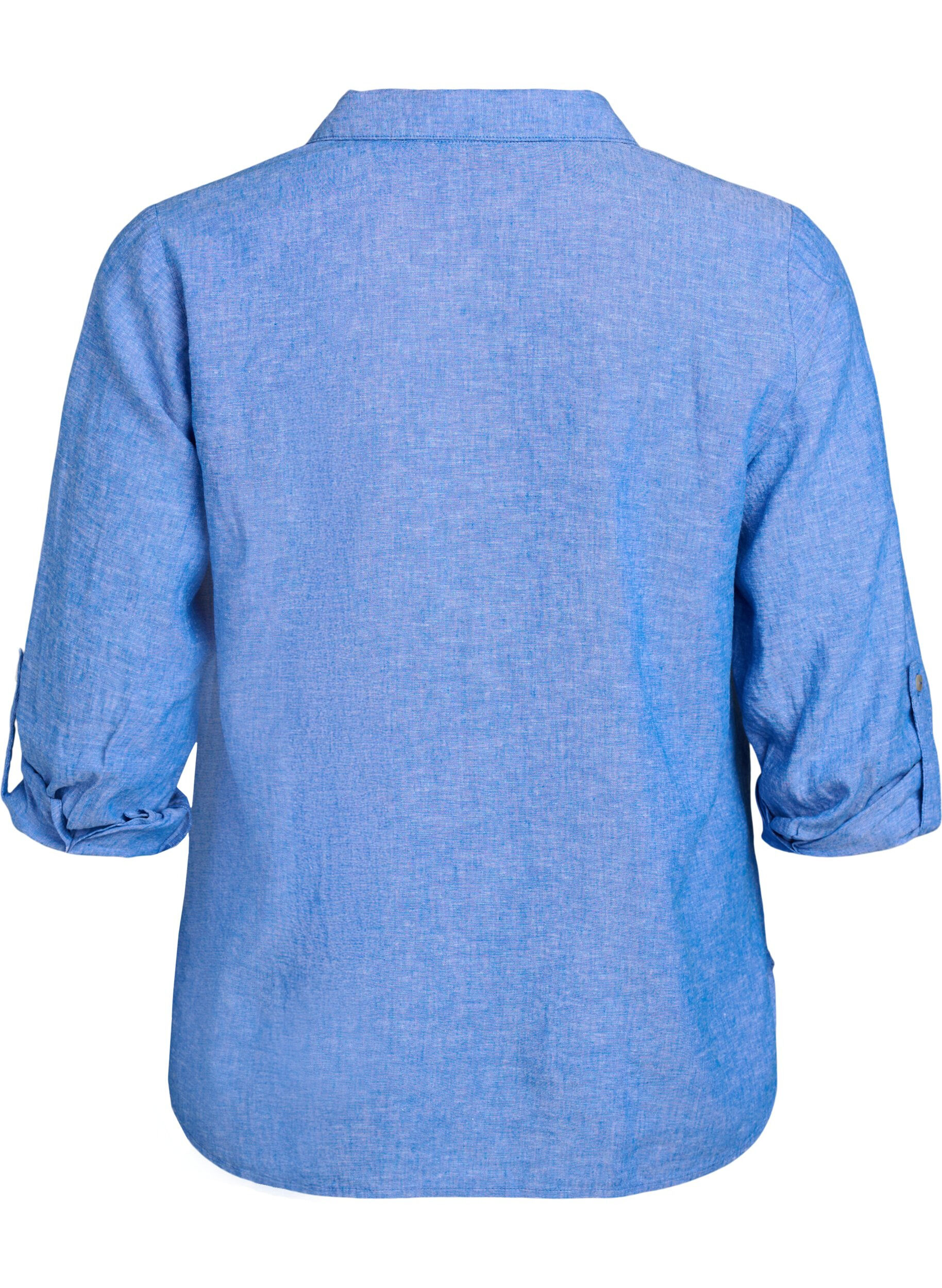 ZizzifashionShirt in linen and viscose with 3/4 sleeves, Blue, Packshot image number 1