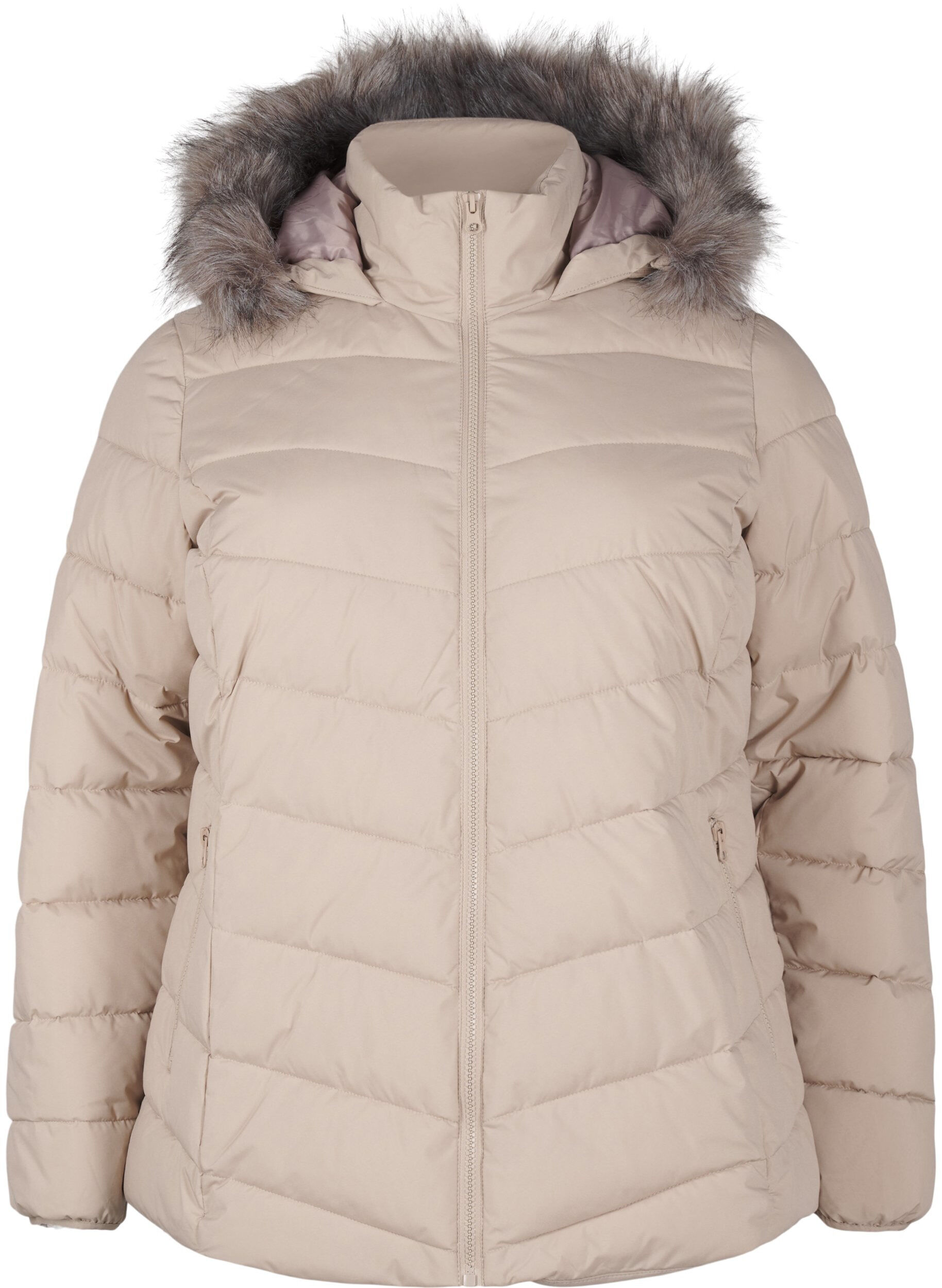 Short puffer jacket with hood