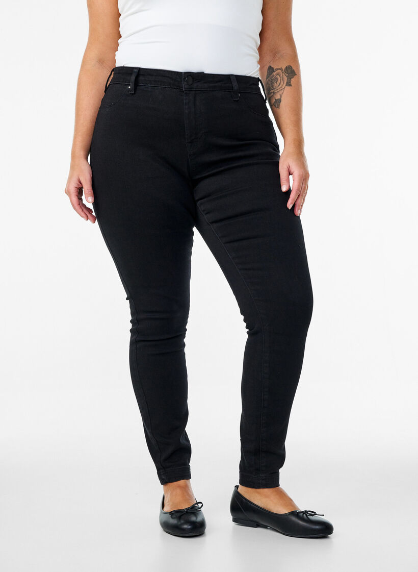 Cotton-blend jeggings, Black, Model image number 2