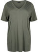 Single colour oversized t-shirt with v-neck, Green, Packshot image number 0