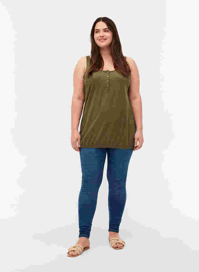 Top with a round neckline and buttons, Ivy Green, Model image number 2