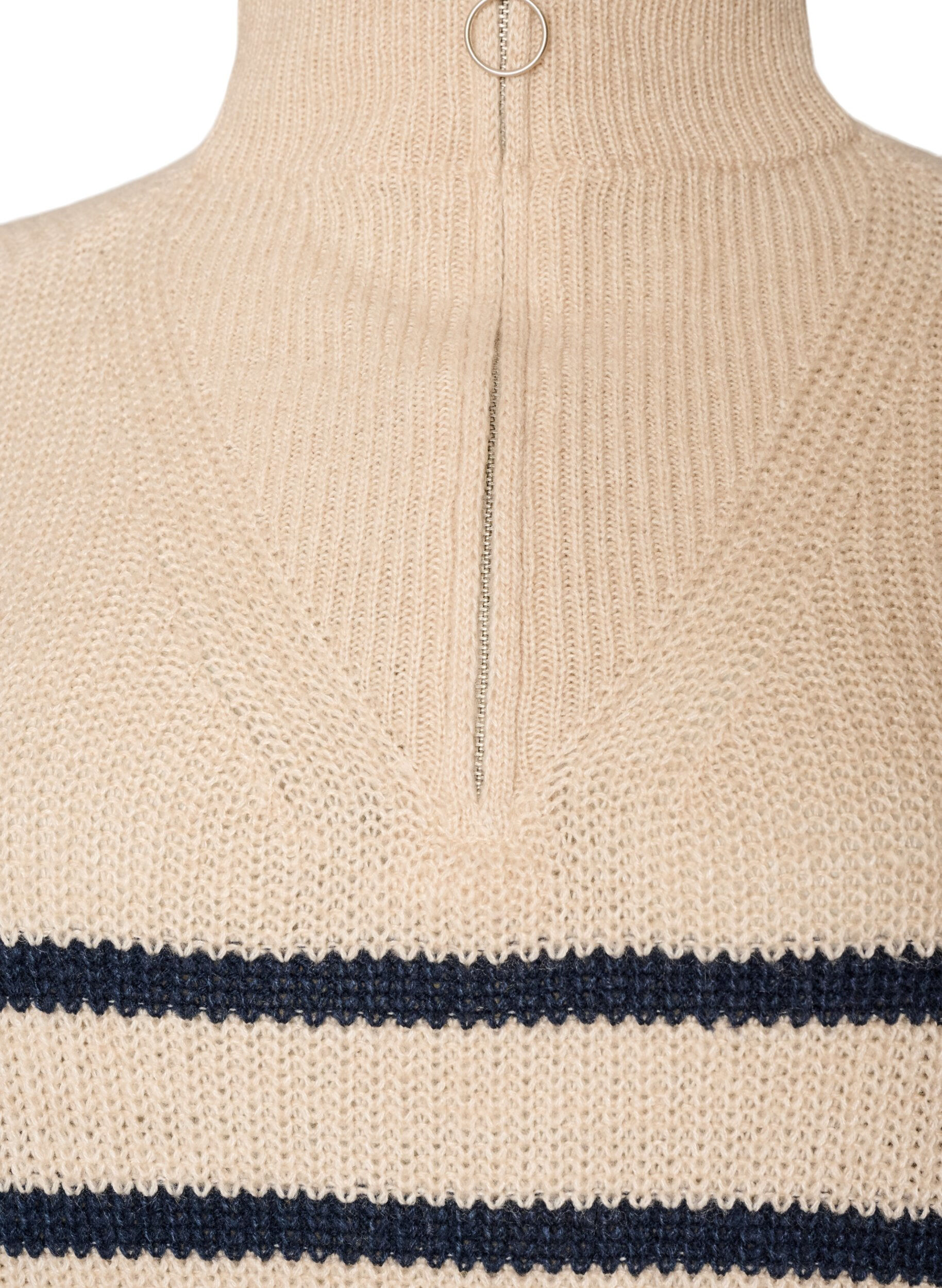 ZizzifashionKnitted sweater with high neck and zipper, Vanilla, Packshot image number 2