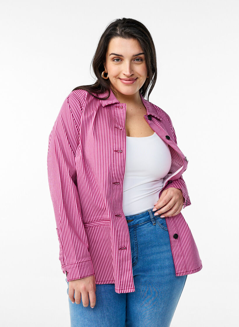 Striped shirt with pockets, Red, Model image number 0