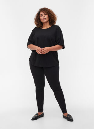 Cotton top with wide, 2/4-length sleeves, Black, Model image number 2