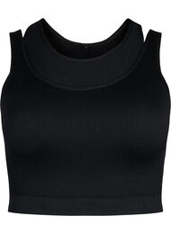 Seamless sports bra with double layer, Black, Packshot