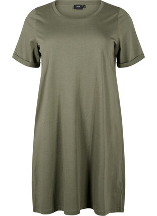 Cotton t-shirt dress - Green - Sz. L - Zizzifashion Cotton t-shirt dress - Green - Sz. L - Zizzifashion