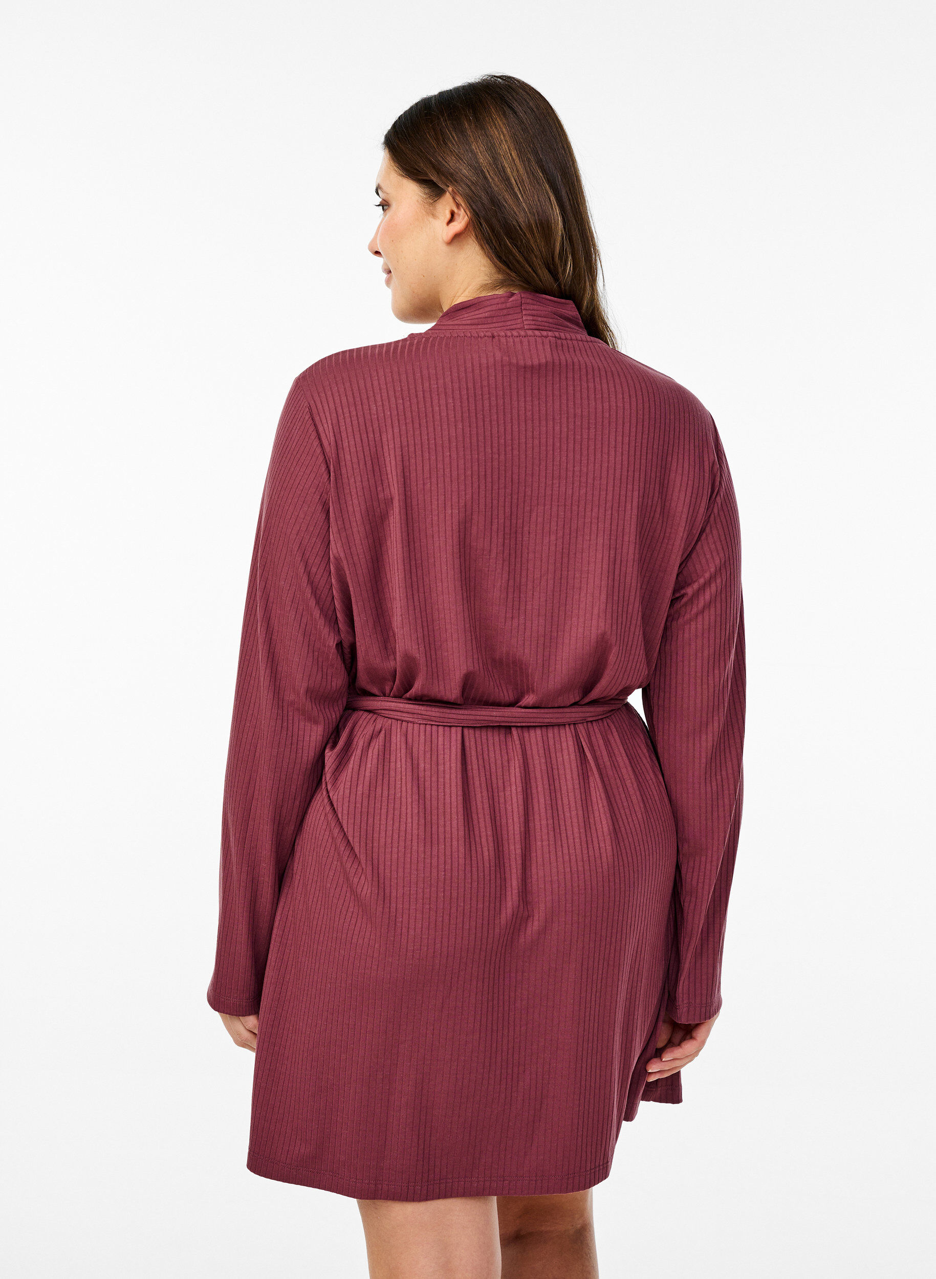 Zizzifashion Dressing gown with tie belt, Rose Brown, Model image number 1