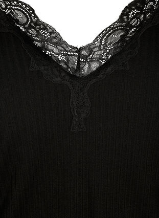 Blouse with 3/4 sleeves and lace details, Black, Packshot image number 2