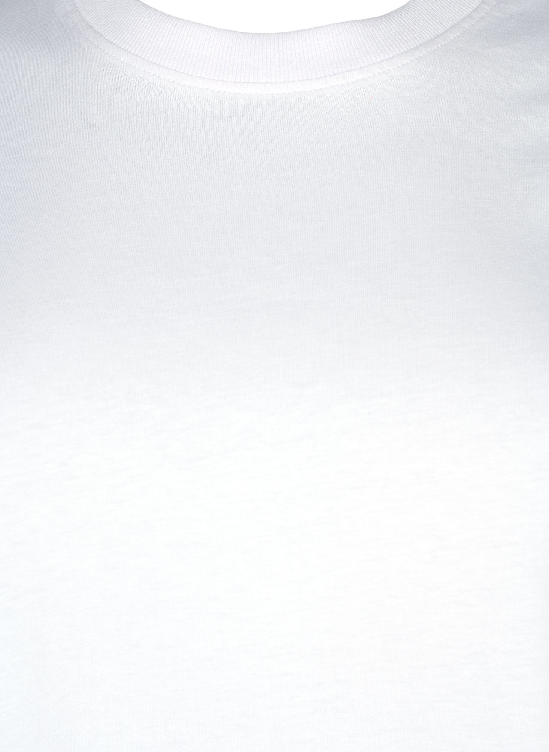 ZizzifashionBasic cotton T-shirt with round neck, White, Packshot image number 2