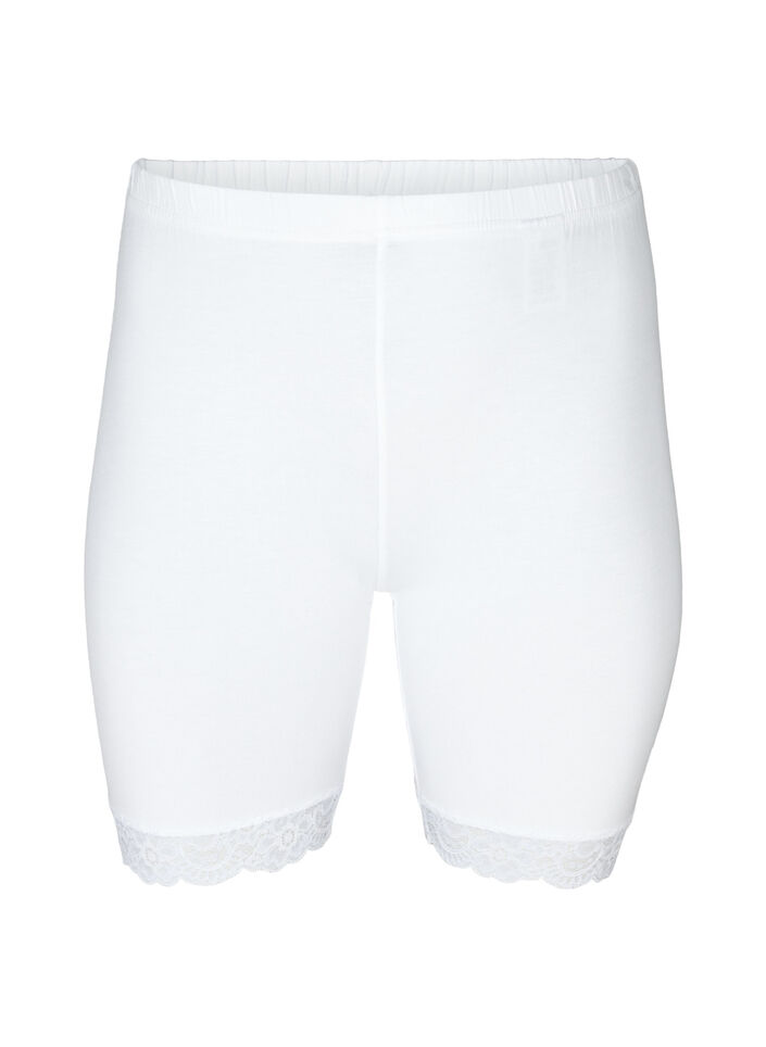 Cycling shorts with a lace trim, White, Packshot image number 0