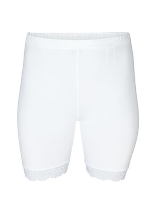 Cycling shorts with a lace trim, Bright White, Packshot image number 0