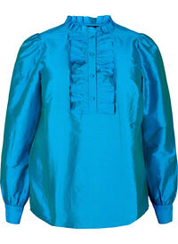 Shiny shirt blouse with ruffles