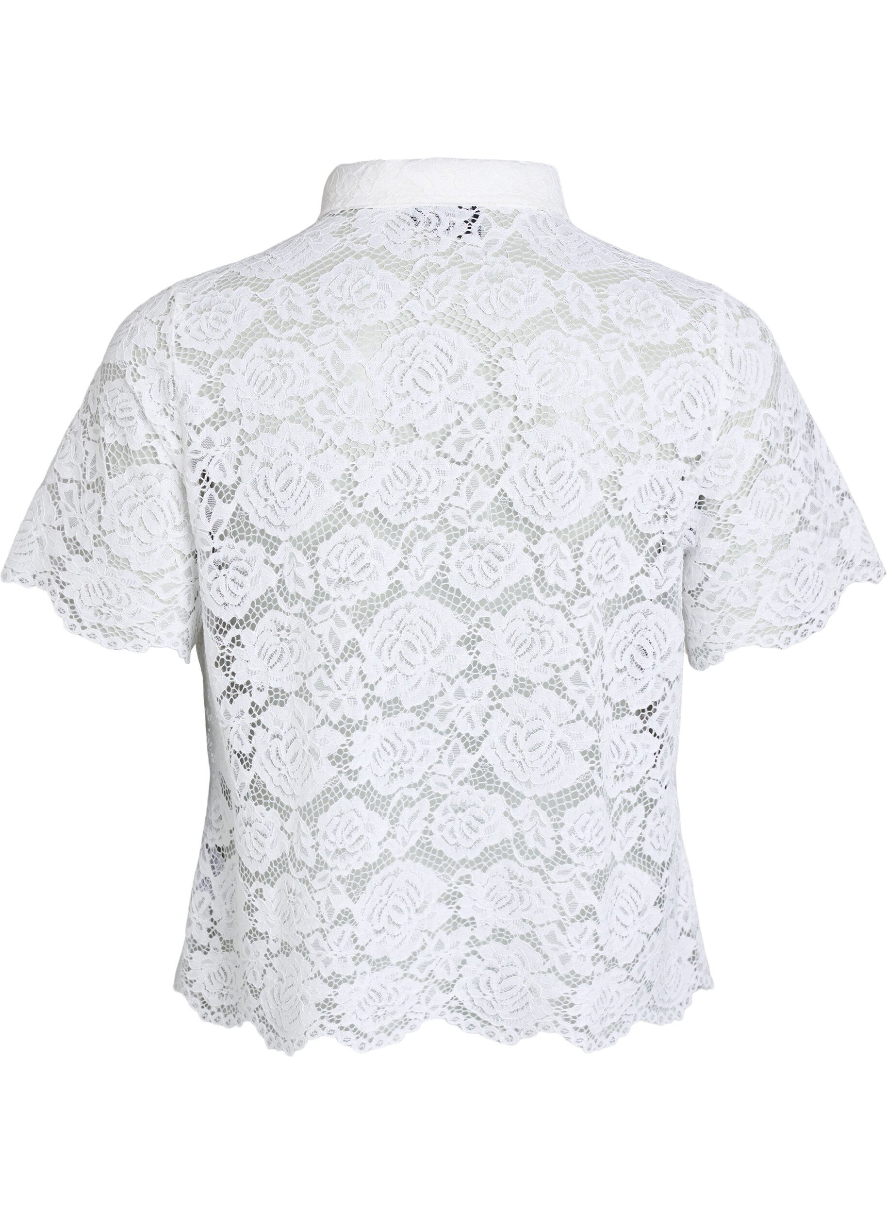 ZizzifashionLace shirt blouse with pearl buttons, White, Packshot image number 1