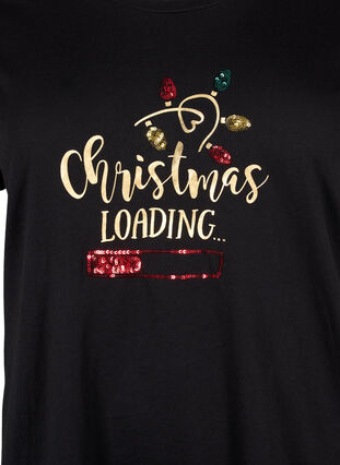 Christmas t-shirt in cotton, Black Loading, Packshot image number 2